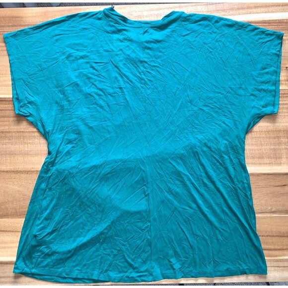 Ava & Viv Womens Plus Size Relaxed Stretch Twist-Front Green Blouse Top - Picture 6 of 10